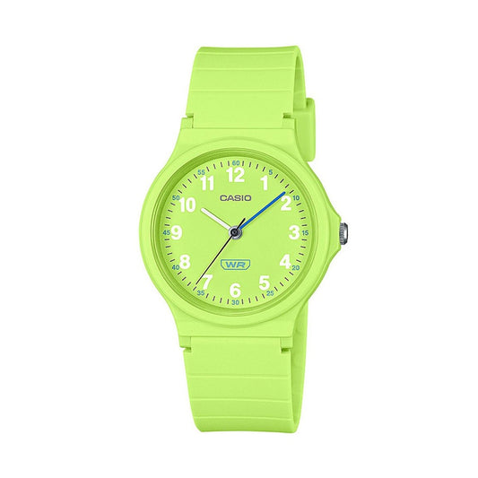CASIO TIMELESS COLLECTION Mod. POP - BIO RESIN STRAP - LEMON GREEN ladies wristwatch with 3 ATM water resistance and quartz movement.
