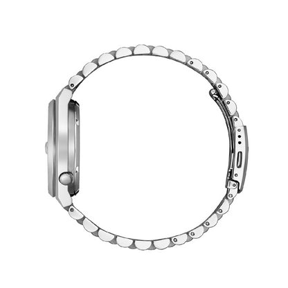 Side view of CITIZEN WATCHES Mod. NJ0151-88X showing watch details and stainless steel bracelet.