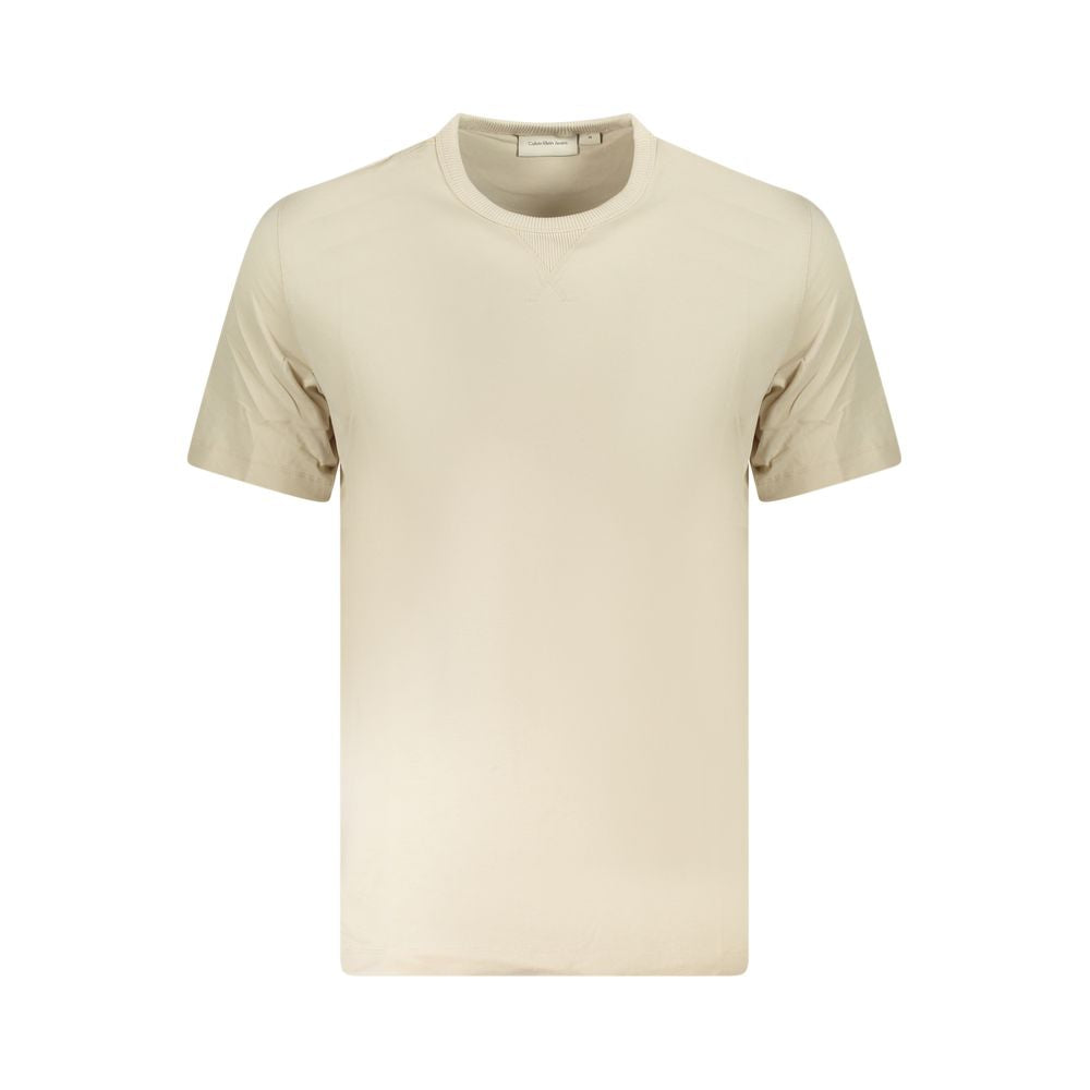 Calvin Klein Beige Cotton Men T-Shirt with crew neck and short sleeves