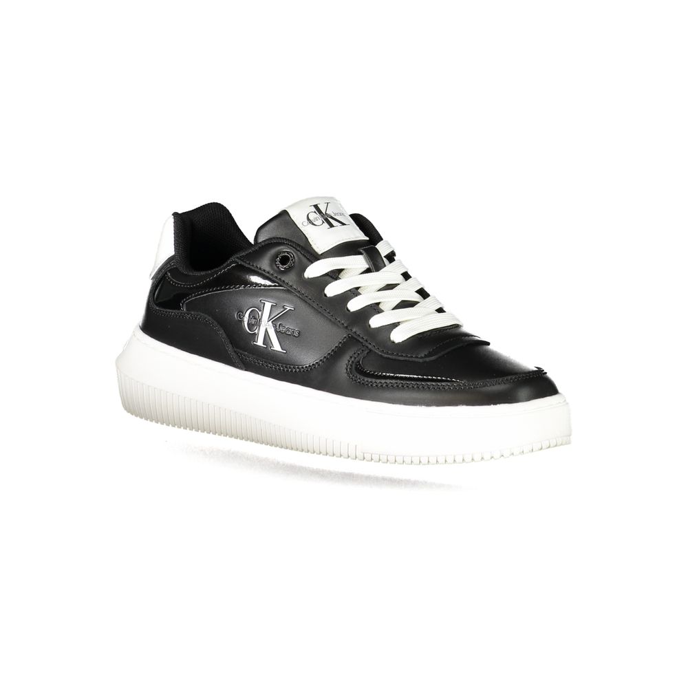 Calvin Klein Black Polyester Sneaker with laces, contrast details, and logo, made of 50% recycled thermoplastic rubber.