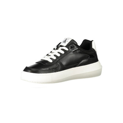 Calvin Klein Black Polyester Sneaker with logo, contrast details, and white laces