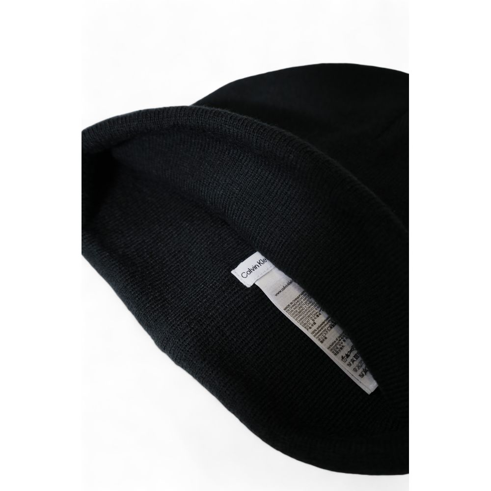 Calvin Klein Black Recycled Polyester Cap (Baseball Hat) with interior view showing label.