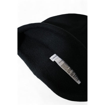 Calvin Klein Black Recycled Polyester Cap (Baseball Hat) with interior view showing label.