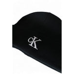 Calvin Klein Black Recycled Polyester Caps Baseball Hat with embroidered monogram logo for sustainable fashion.