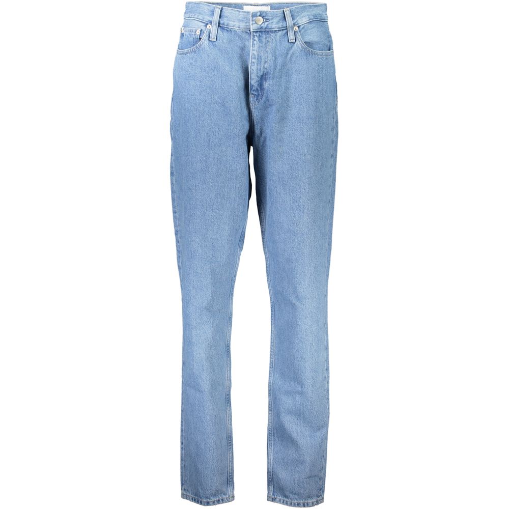 Calvin Klein Blue Cotton Jeans Denim, featuring mom jeans style, 5 pockets, button and zip closure, logo, 20% recycled cotton.