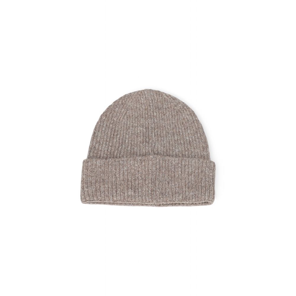 Calvin Klein Brown Marabou Cap (Baseball Hat) in ribbed wool blend, showcasing stylish winter accessory for added warmth and comfort.