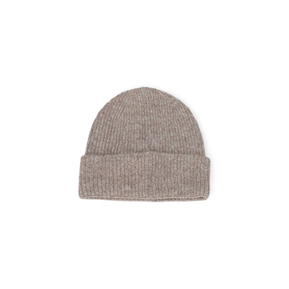 Calvin Klein Brown Marabou Cap (Baseball Hat) in ribbed wool blend, showcasing stylish winter accessory for added warmth and comfort.