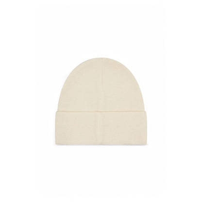 Calvin Klein Cream Recycled Polyester Cap (Baseball Hat), chic beanie made from sustainable materials with embroidered monogram.