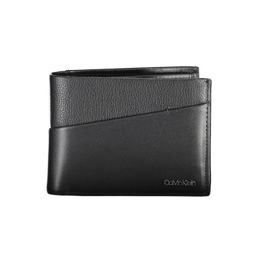 Calvin Klein Elegant Leather Bi-Fold Men's Wallet in black with RFID-blocking technology, featuring a discreet logo.