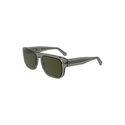 Calvin Klein Gray Acetate Men Sunglass with square acetate frame and smoke lenses, showcasing style and authenticity.