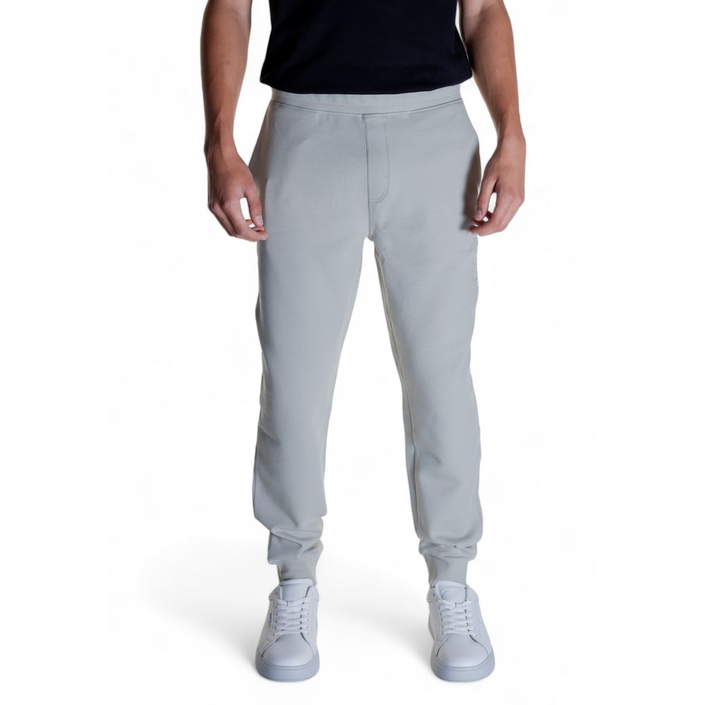 Calvin Klein Gray Cotton Joggers (Workout Pants) on model, showcasing modern design and comfort