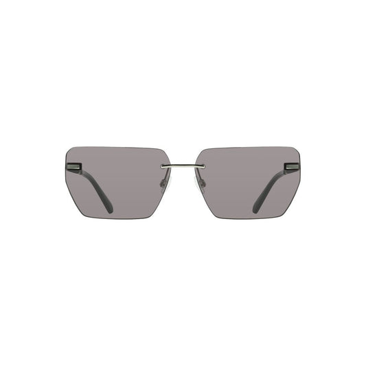 Calvin Klein Gray Metal Men Sunglasses with bold metal frame and smoky square lenses for modern style and luxury fashion.