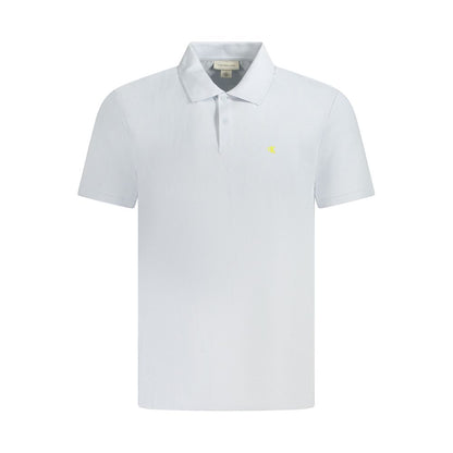 Calvin Klein Light Blue Cotton Men Polo Shirt with classic fit and logo embroidery, two-button placket, and short sleeves.
