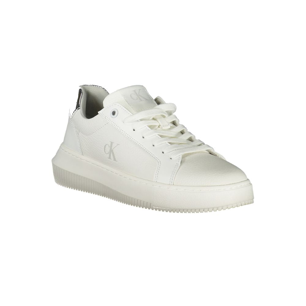 Calvin Klein White Polyethylene Women Sneaker with silver accents and logo, offering style and comfort for everyday wear.