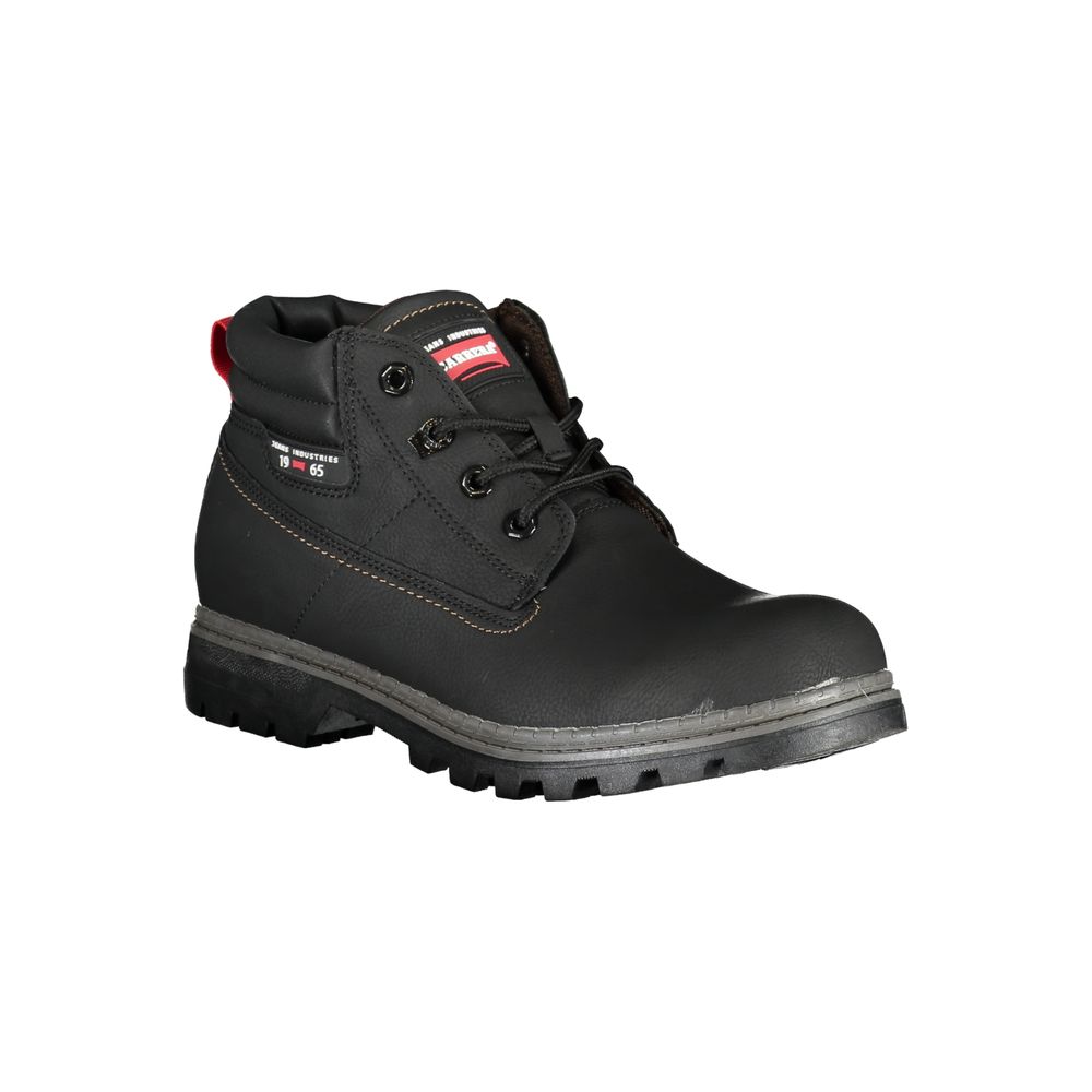 Carrera Black Polyester Ankle boot with laces and contrast details, featuring company logo on the side.