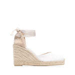 Castañer Castaner Flat shoes White with 95mm platform, espadrilles with off-white almond toe, rear tie, and braided raffia design.