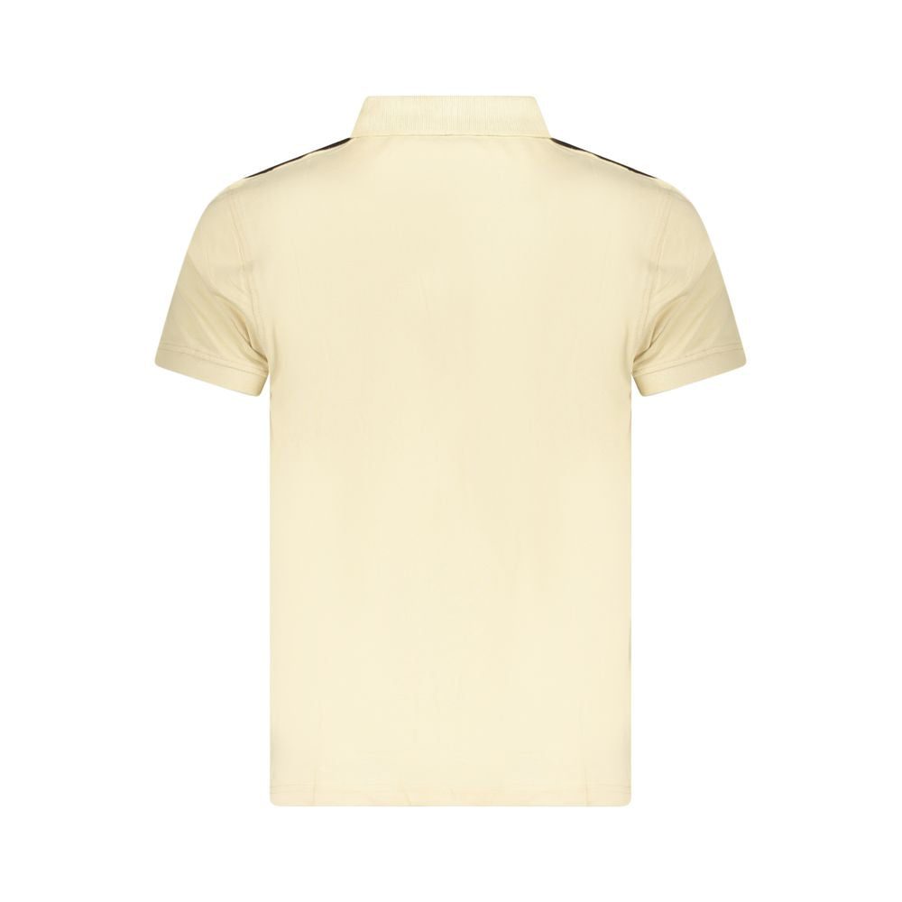 Cavalli Class Beige Cotton Men Polo Shirt with short sleeves and contrasting details showcasing elegance and modern style.