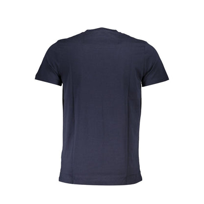 Cavalli Class Blue Cotton Men T-Shirt, back view showcasing soft cotton material in classic blue color, perfect for contemporary fashion enthusiasts.