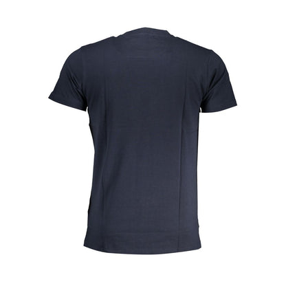 Cavalli Class Blue Cotton T-Shirt, short sleeved crew neck with logo print