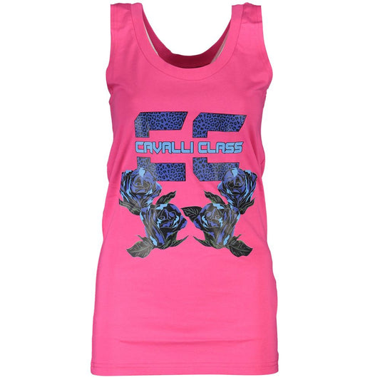 Cavalli Class Rosa Cotton Women Tank Top 1728,67403481248,Cavalli Class,Clothing,L,M,New with tags,Pink,S,T-Shirts - Clothing,Tank Tops - T-Shirts - Clothing,Women,XS