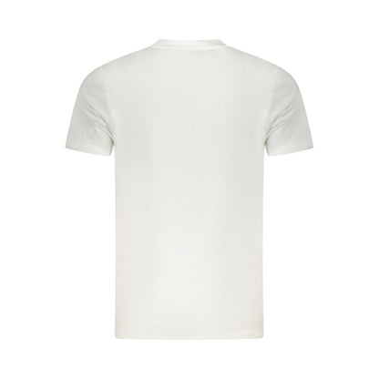 Back view of Cavalli Class White Cotton Men's T-Shirt showcasing short sleeves and premium material.
