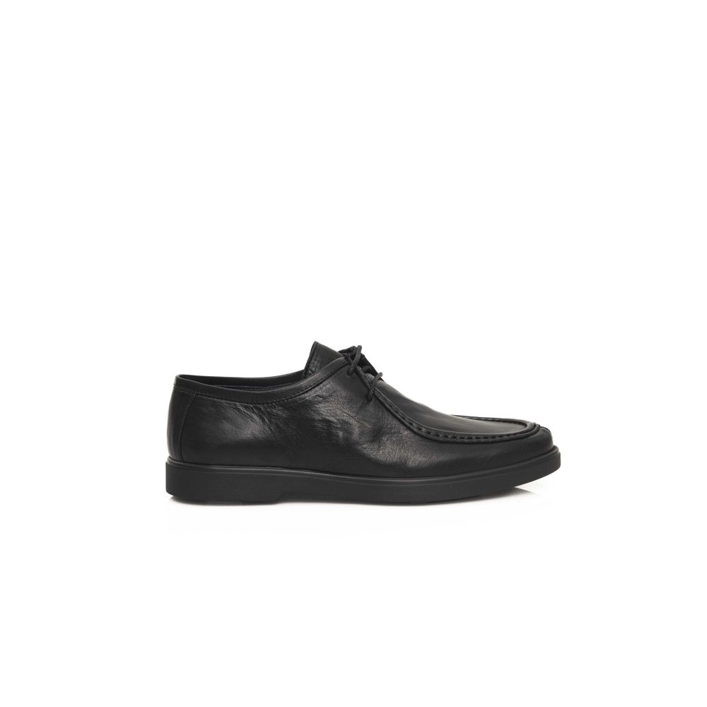 Cerruti 1881 Black Leather Men Derby Shoe
