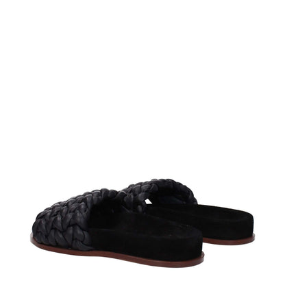 Chloé Black Leather Slippers