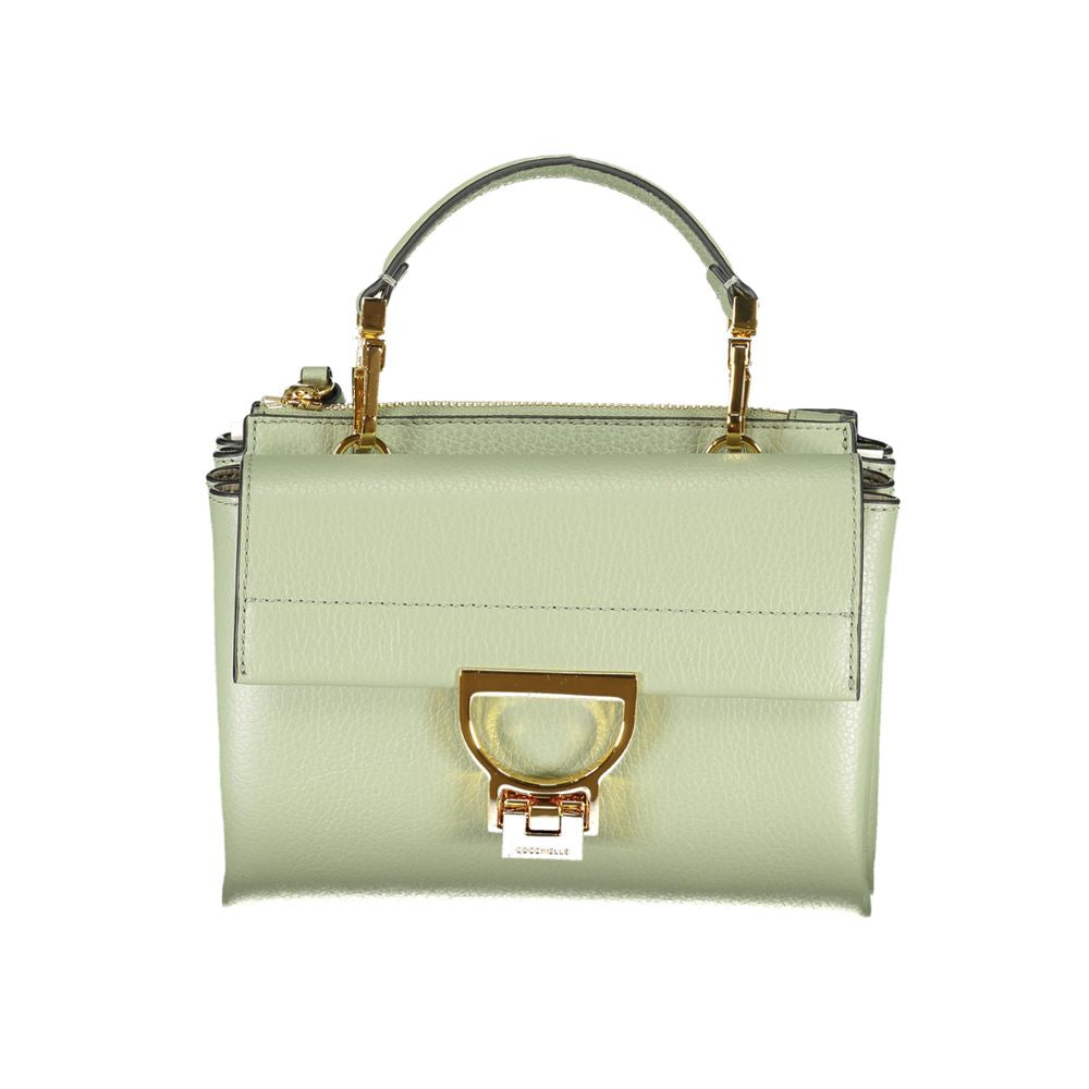 Coccinelle Green Leather Women Handbag with detachable handle and adjustable strap showcasing high-end fashion and functionality.
