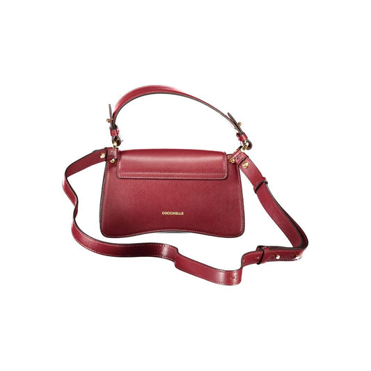 Coccinelle red leather handbag with adjustable strap and elegant design, perfect for a fashionable and sophisticated look.
