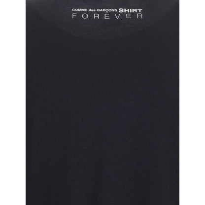 Comme Des Garçons Black Cotton T-Shirt featuring logo print on back, crew neck, and short sleeves. 100% cotton, regular fit, AW25 season.