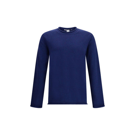 Comme Des Garçons Blue Wool Sweatshirt, ribbed knit design with round neckline and long sleeves, ideal for modern elegance