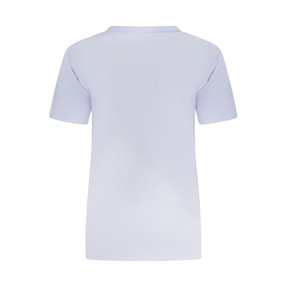 Back view of Converse Purple Cotton Women T-Shirt showcasing sleek design and soft fabric for comfort and style.