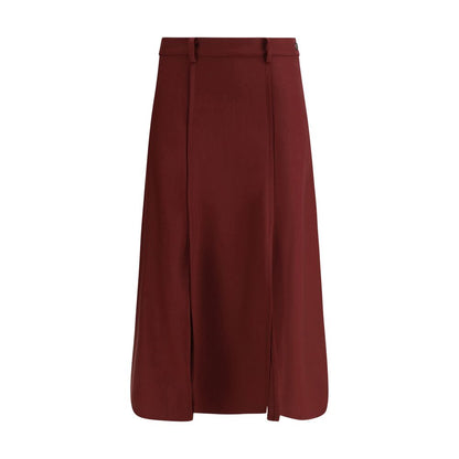 Crida Milano Bordeaux Wool Midi Skirt with central pleats enhancing elegance and structure.