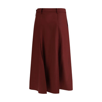 Crida Milano Bordeaux Wool Midi Skirt with central pleats, refined cut, and graphic design for a sophisticated and contemporary look.