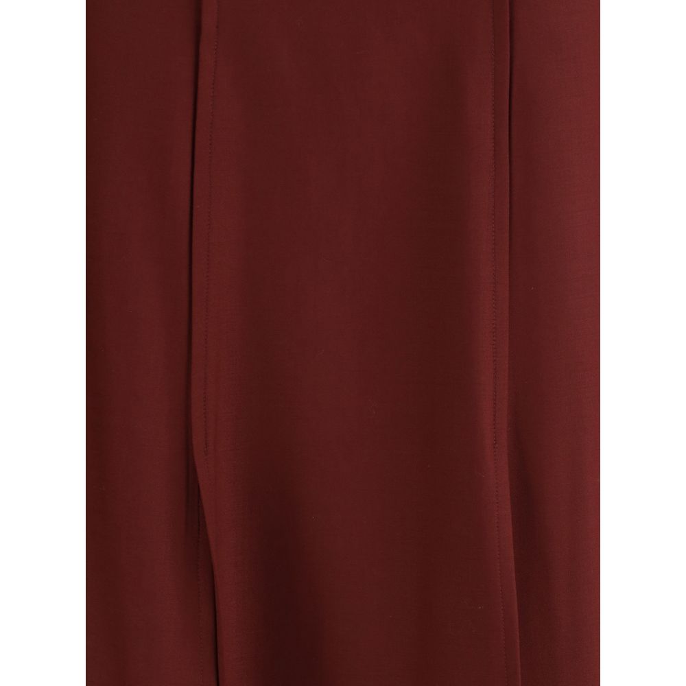 Crida Milano Bordeaux Wool Midi Skirt with central pleats, elegant silhouette and refined design, perfect for contemporary style lovers.