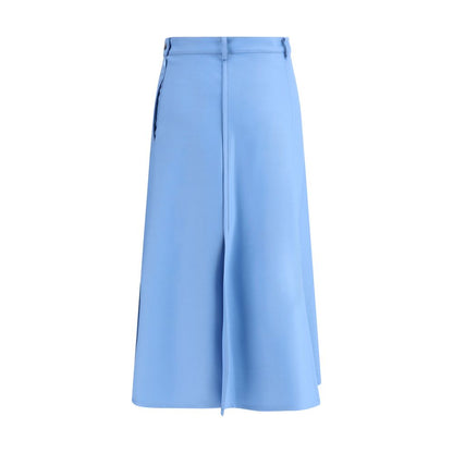 Crida Milano Light Blue Wool Midi Skirt with central pleats for an elegant silhouette