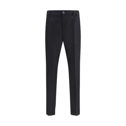 Cruna Black Fleece Wool Dress Pants with elasticized waist and welt pockets, perfect for a refined yet comfortable look.