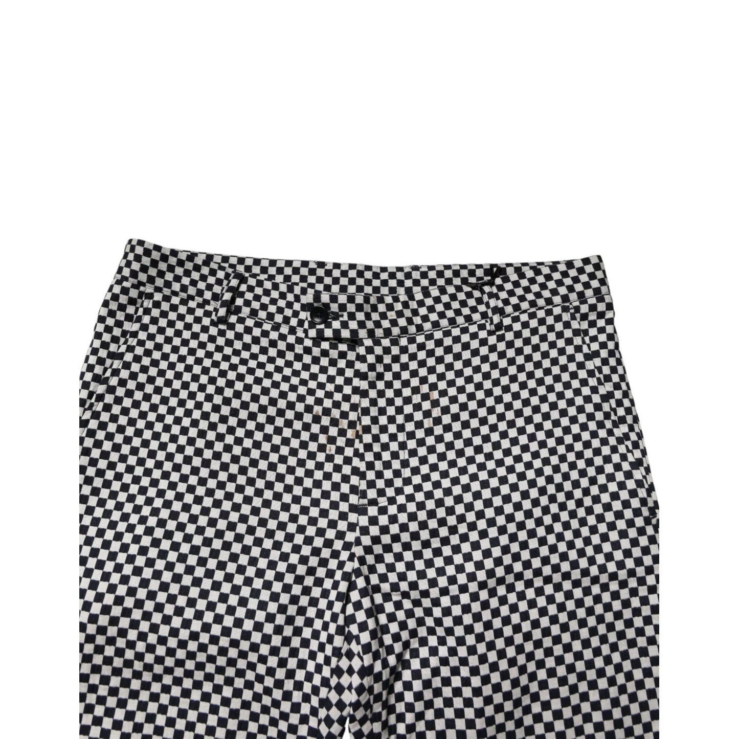 Daniele Alessandrini Black White Checkered Men Cropped Pants