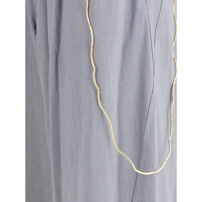 Darkpark Gray Polyester Casual Pants with gold chain detail and front pleats, perfect for adding elegance and character to any outfit.
