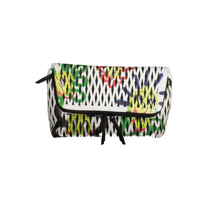 Desigual White Polyethylene Women Handbag with colorful pattern, adjustable strap, and multiple compartments for stylish organization.