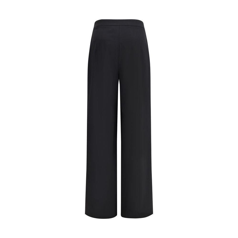 Di Stavnitser Black Polyester Casual Pants with wide leg and high waist for a sleek contemporary look.