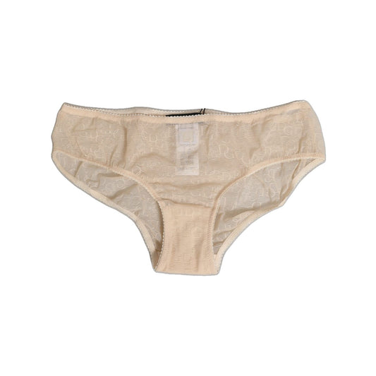 Dolce & Gabbana Beige DG Logo Lace Mid Waist Panty Underwear with iconic lace design and elastic waistband for secure fit.