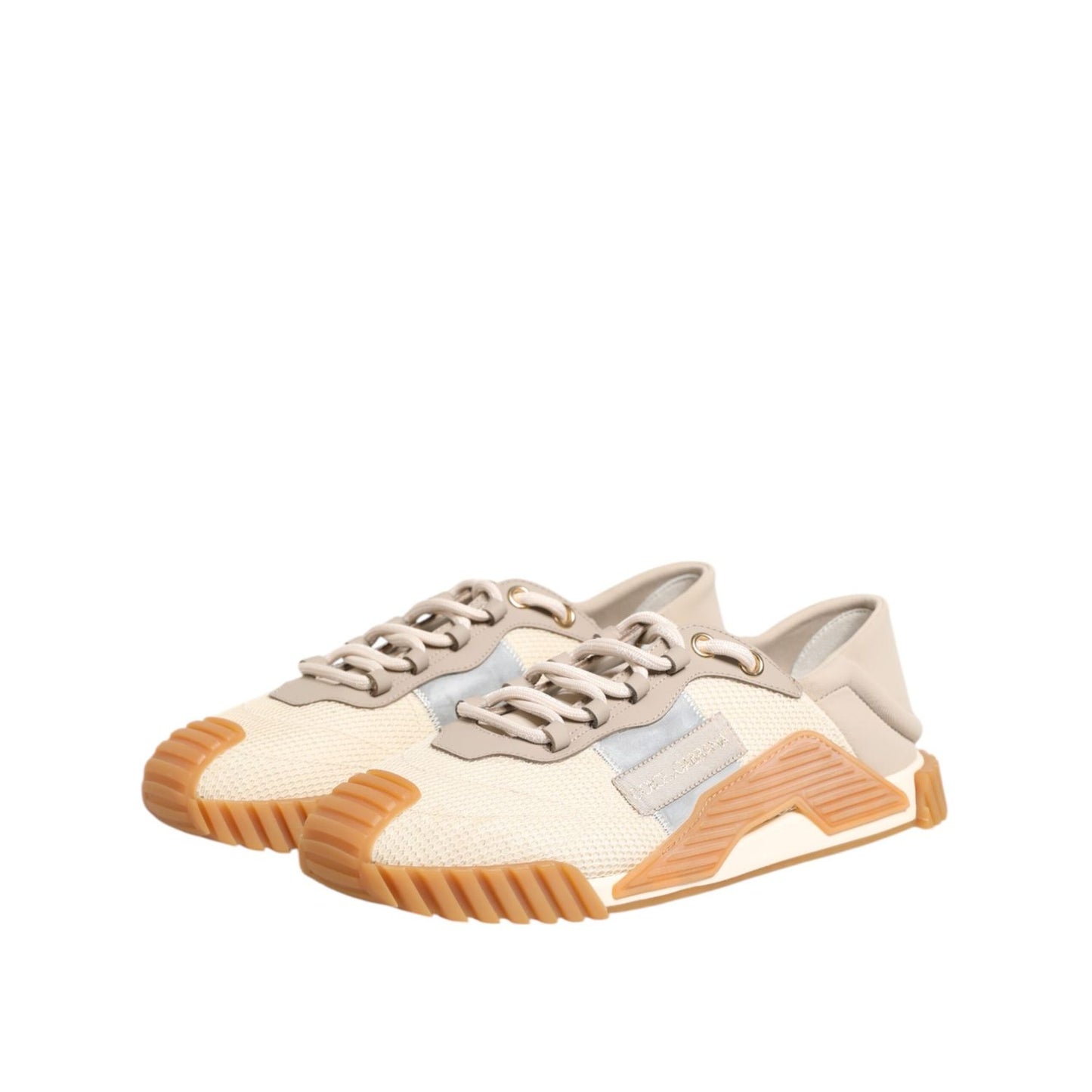Dolce & Gabbana Beige Lace Up Low Top NS1 Men Sneakers Shoes