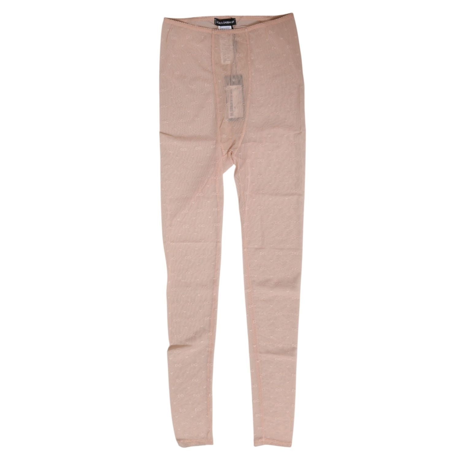 Dolce & Gabbana Beige Nylon Logo Lace Leggings Pants Underwear