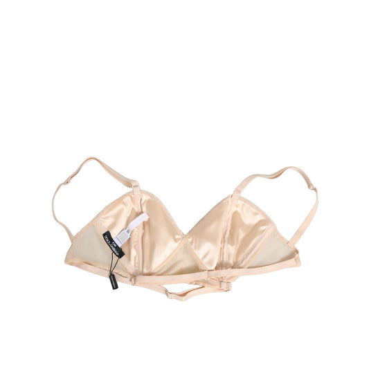 Dolce & Gabbana Beige Nylon Triangle Soft Cup Brassiere Underwear with logo details, crafted from soft nylon for comfort and style.