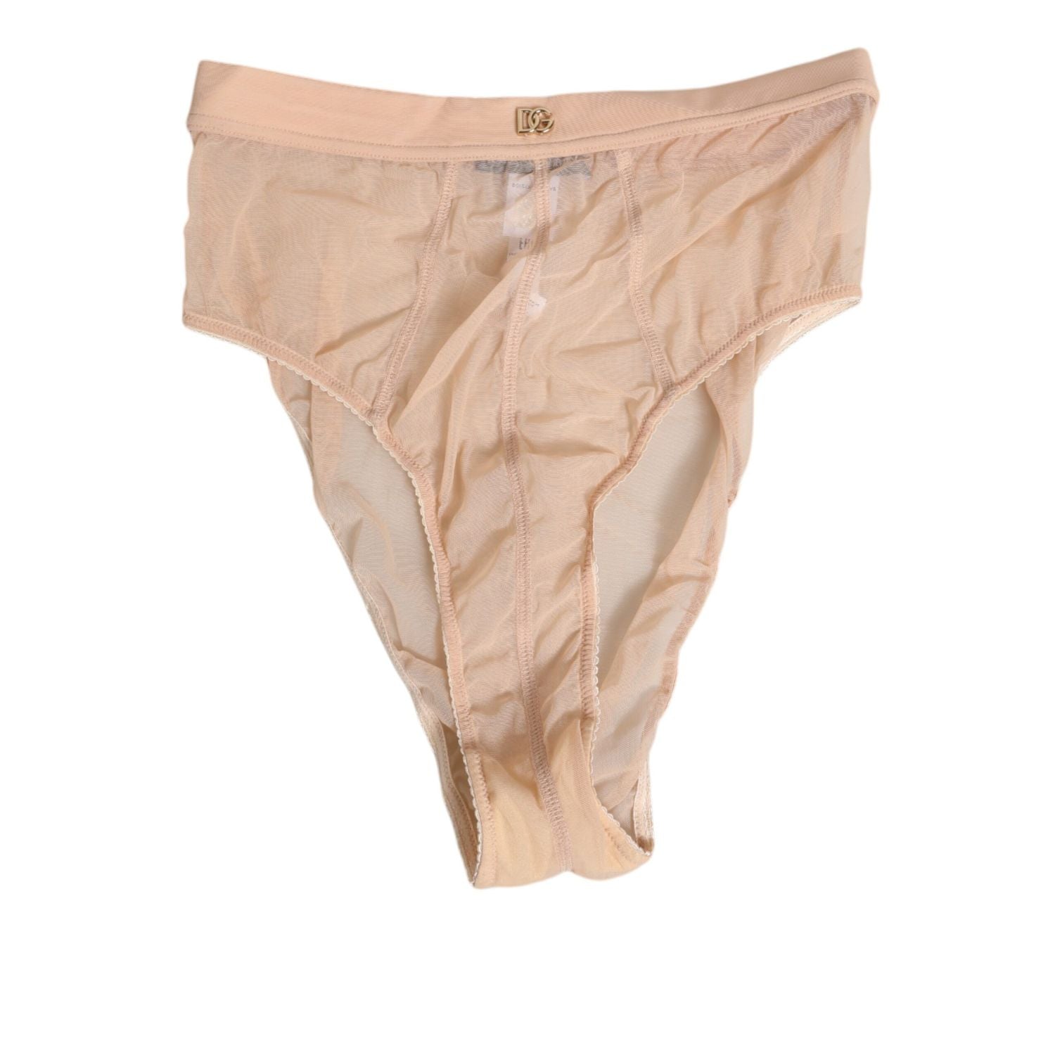 Dolce & Gabbana Beige Sheer Mesh High Waist Panty Underwear