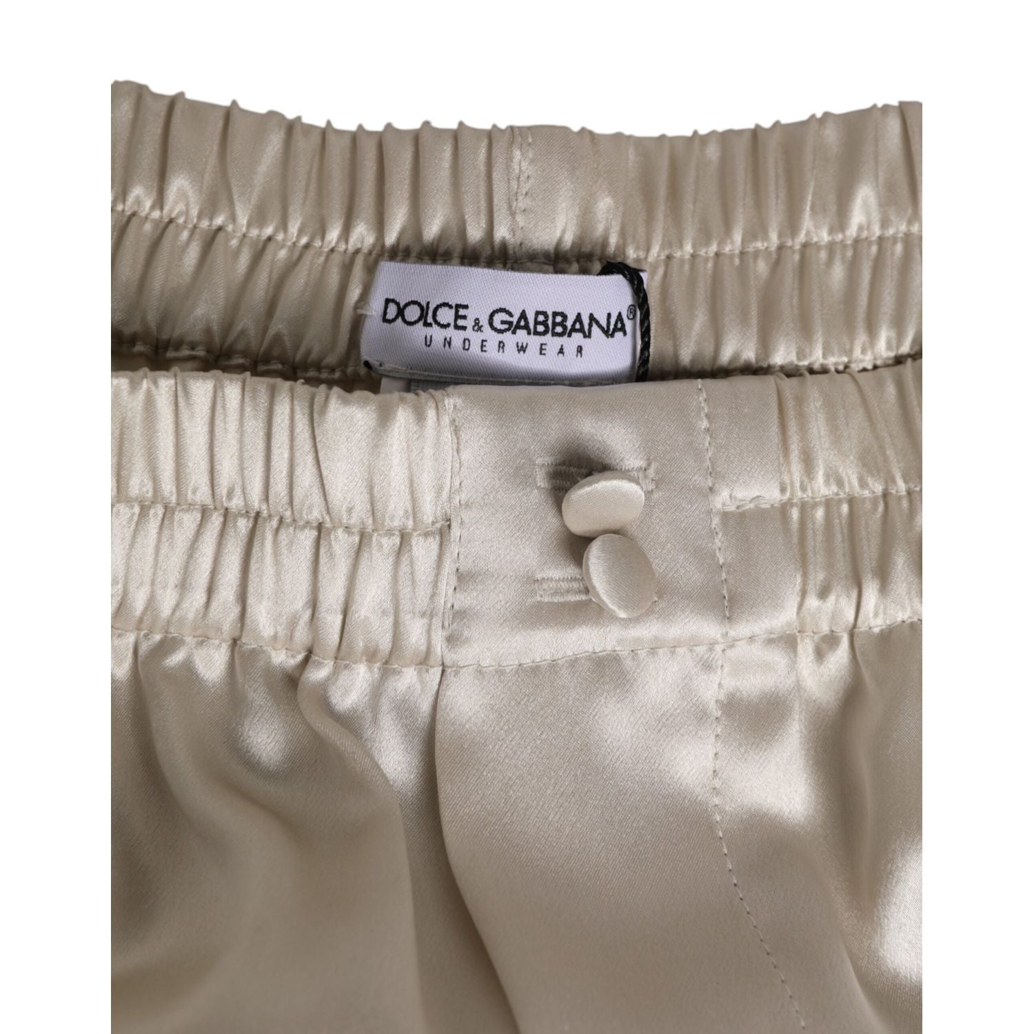 Dolce & Gabbana Beige Silk Satin Elastic Men Boxer Short Swimwear