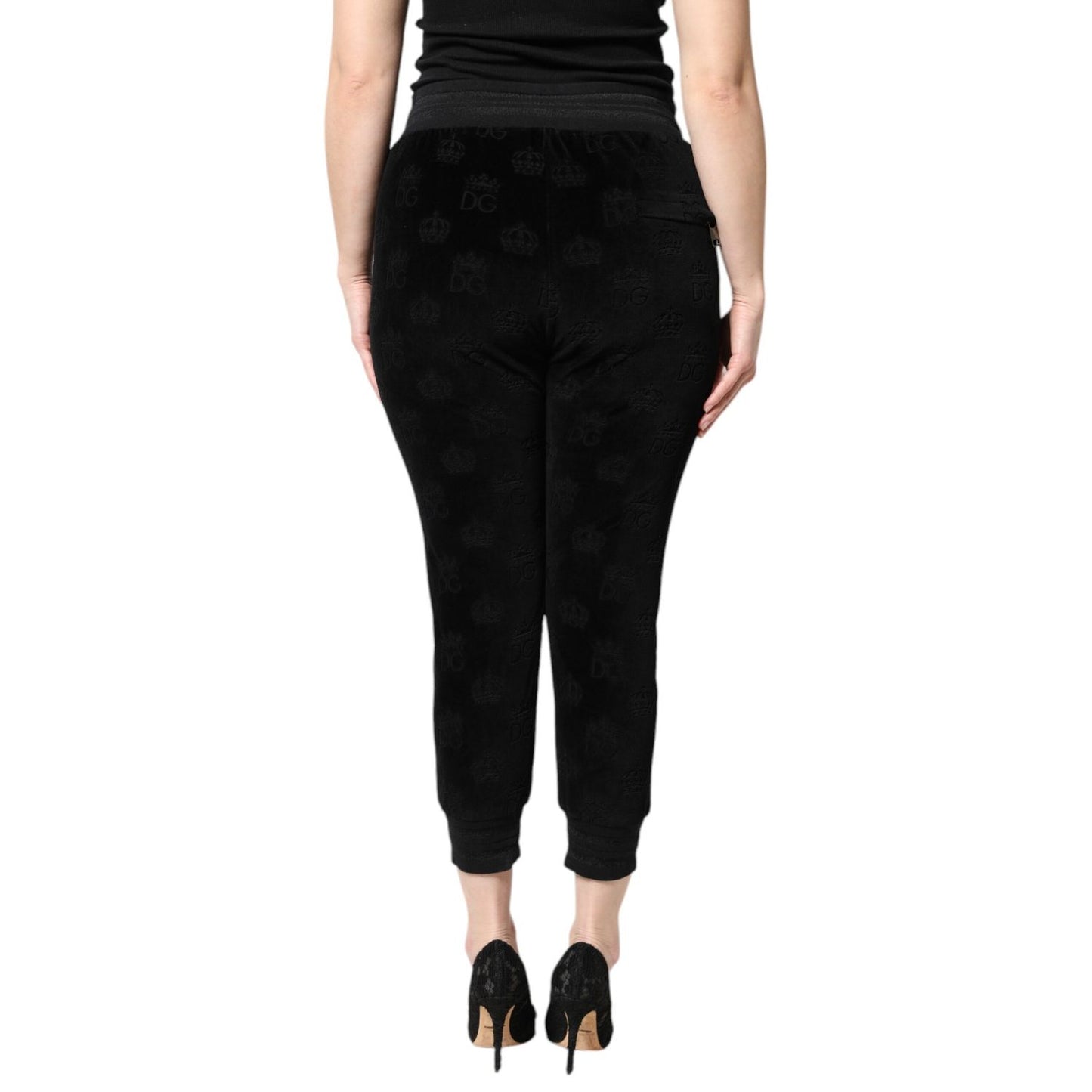 Dolce & Gabbana Black All-Over DG Logo Print Jogger Pants