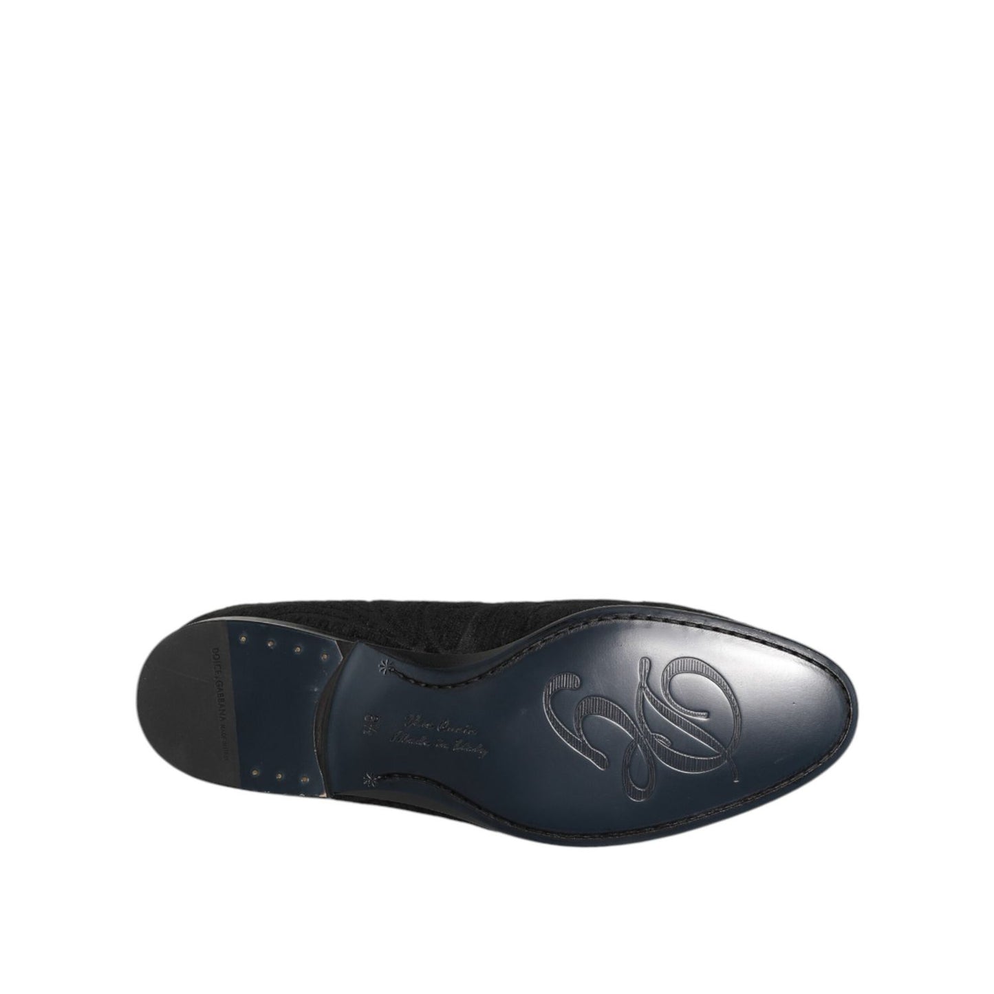 Dolce & Gabbana Black Brocade Crown Loafers Dress Shoes