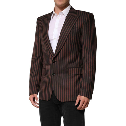 Dolce & Gabbana Black Brown Stripe Single Breasted Blazer